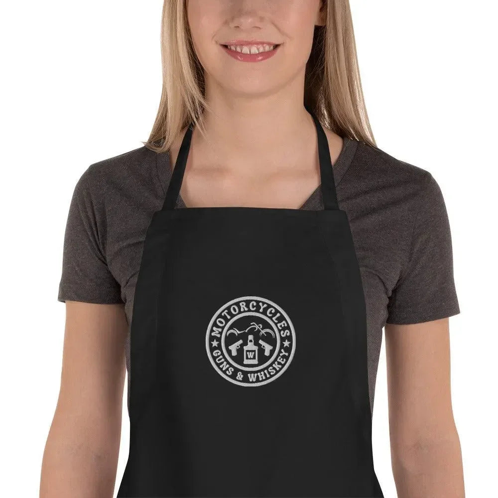 Motorcycles Guns & Whiskey Embroidered Apron -MGW Clothing