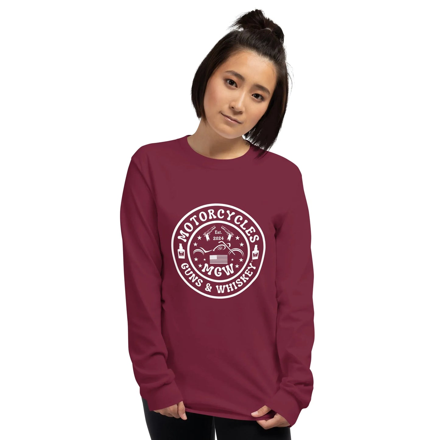 Motorcycles Guns & Whiskey Long Sleeve - Unisex - ShopMGW Clothing