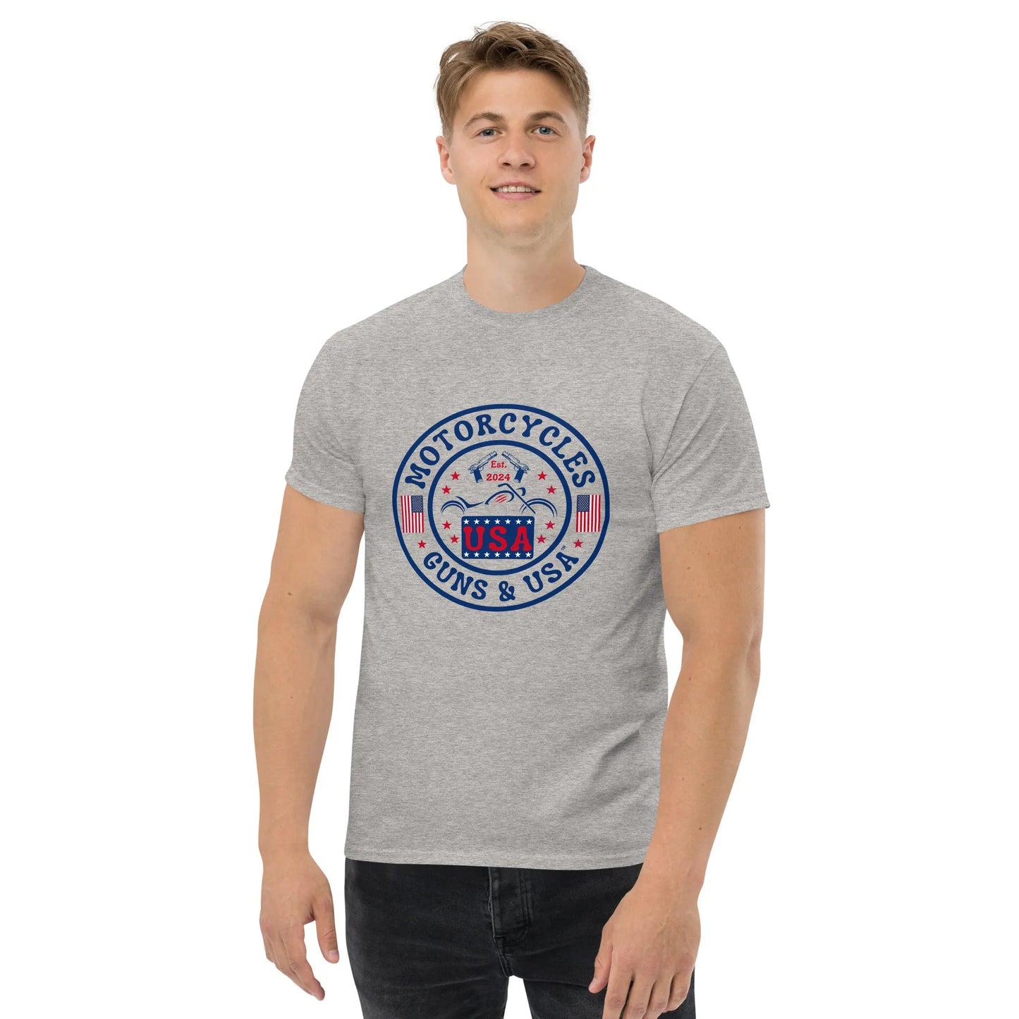 Motorcycles Guns & USA T-shirt - Unisex - ShopMGW Clothing