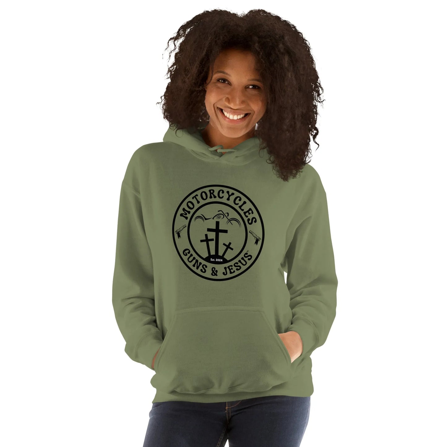 Motorcycles Guns & Jesus Hoodie - Unisex - ShopMGW Clothing