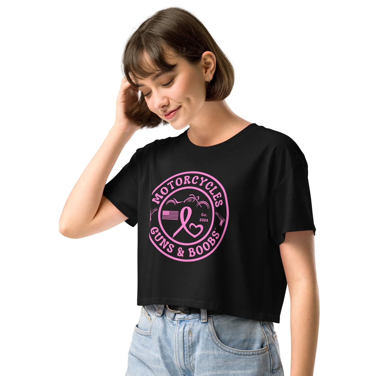 Motorcycles Guns & Boobs crop top - Women's - ShopMGW Clothing