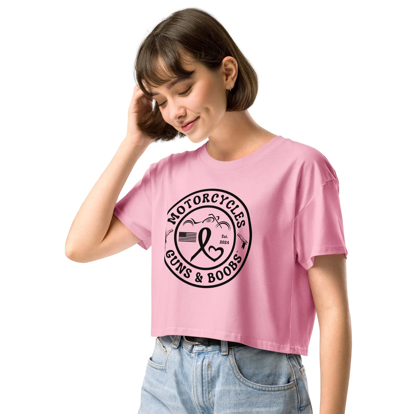 Motorcycles Guns & Boobs crop top - Women's - ShopMGW Clothing