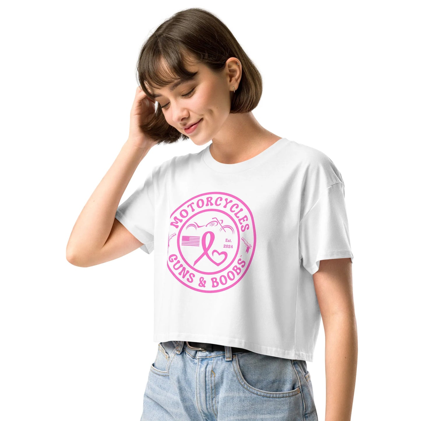 Motorcycles Guns & Boobs crop top - Women's - ShopMGW Clothing