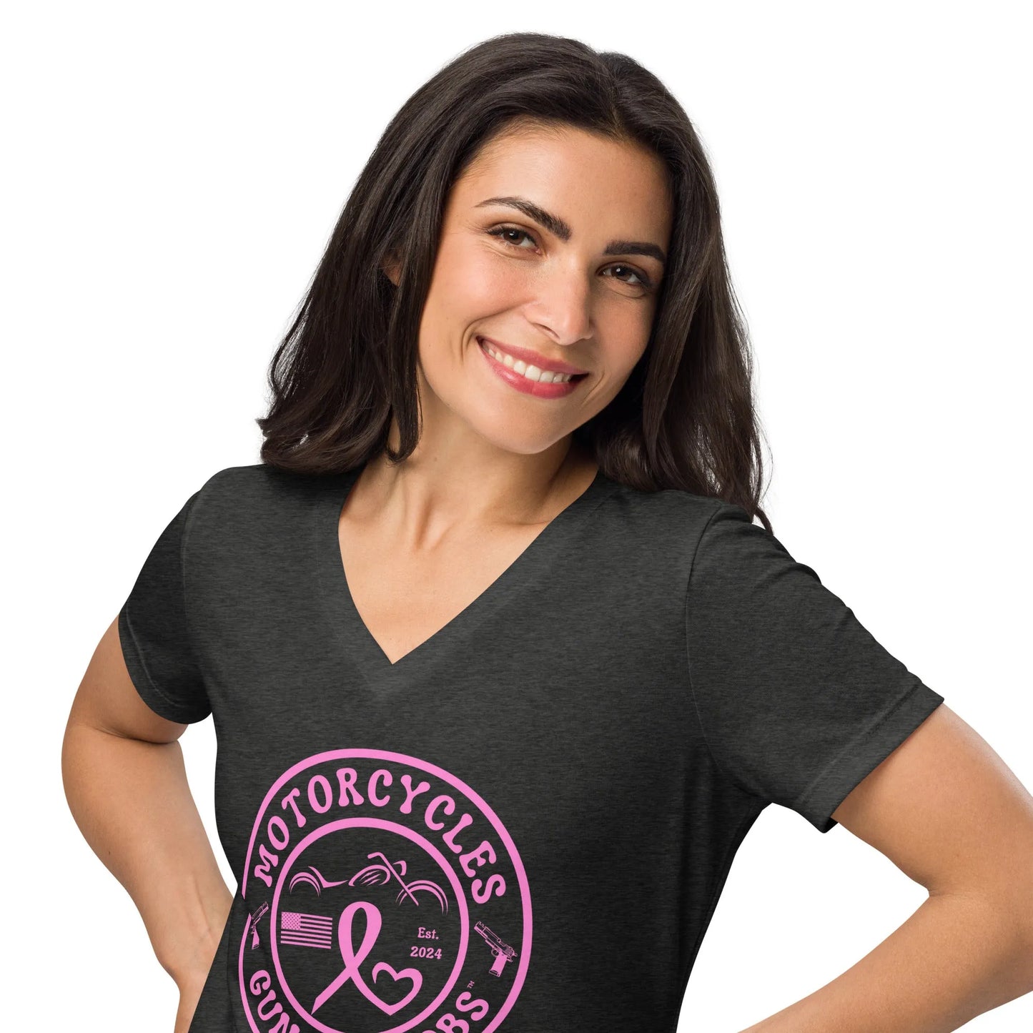 Motorcycles Guns & Boobs T-shirt - Women’s v-neck - ShopMGW Clothing