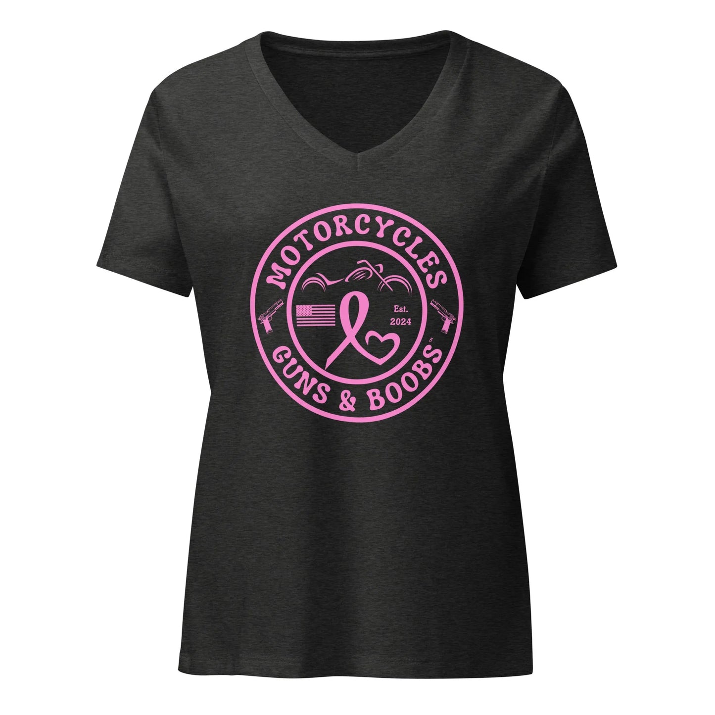 Motorcycles Guns & Boobs T-shirt - Women’s v-neck - ShopMGW Clothing
