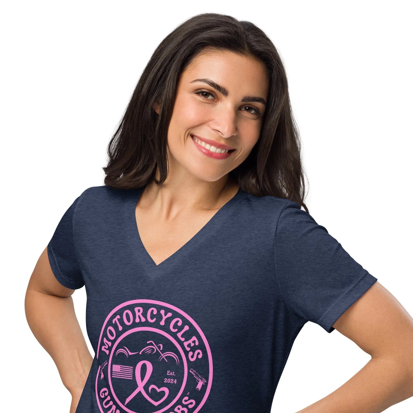 Motorcycles Guns & Boobs T-shirt - Women’s v-neck - ShopMGW Clothing