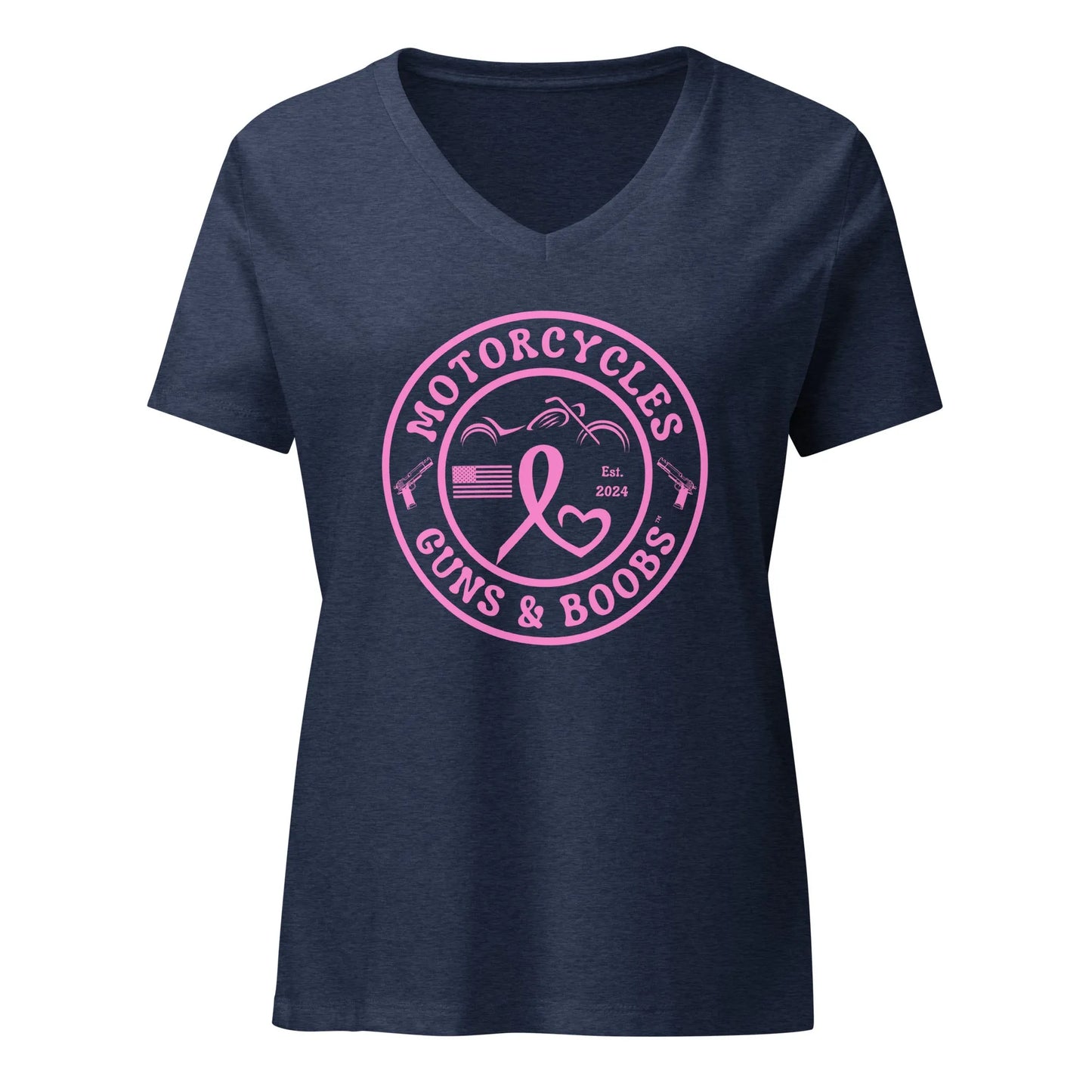 Motorcycles Guns & Boobs T-shirt - Women’s v-neck - ShopMGW Clothing
