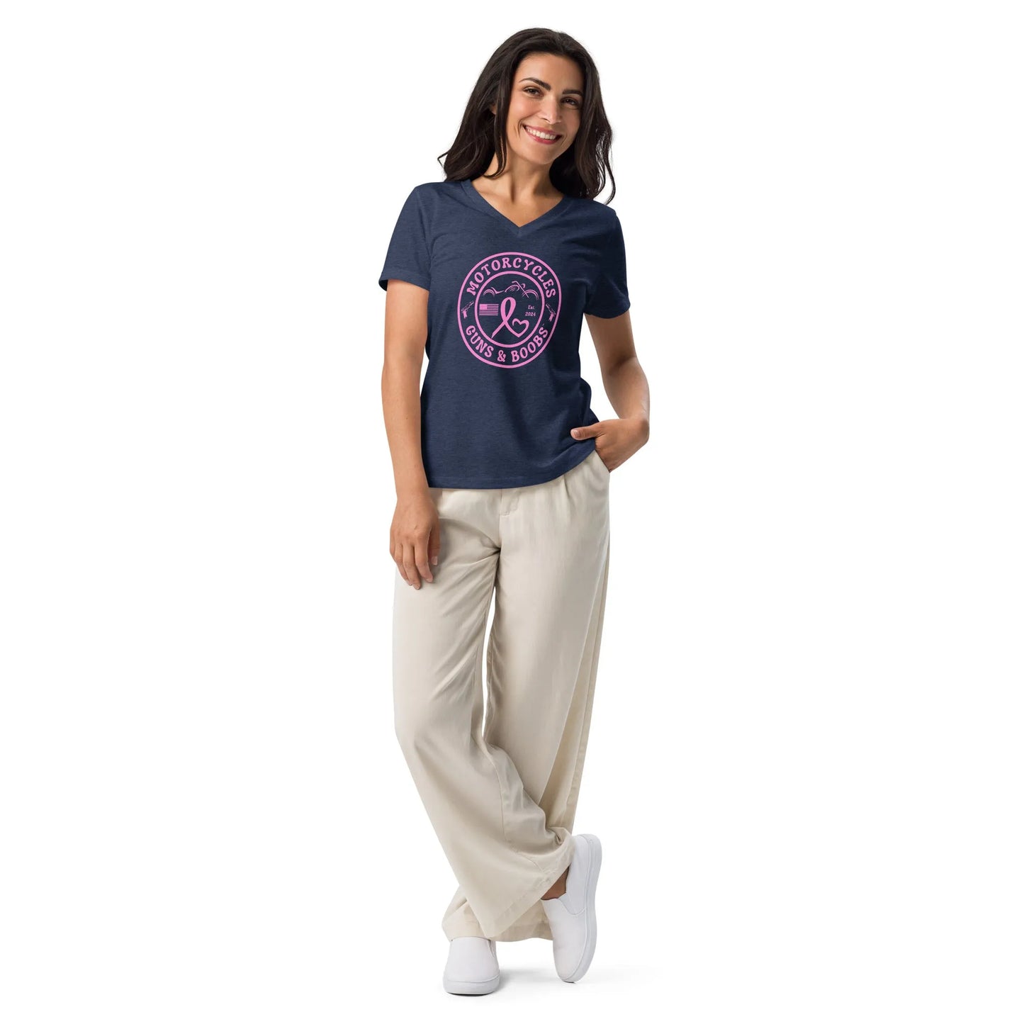 Motorcycles Guns & Boobs T-shirt - Women’s v-neck - ShopMGW Clothing
