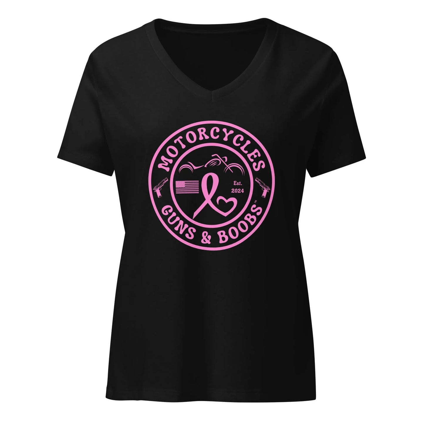 Motorcycles Guns & Boobs T-shirt - Women’s v-neck - ShopMGW Clothing