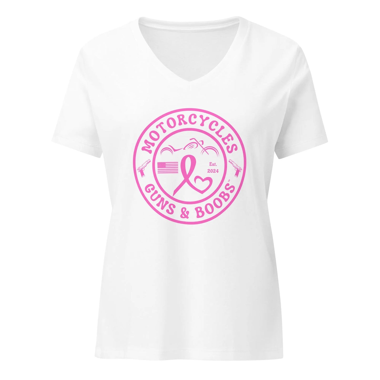 Motorcycles Guns & Boobs T-shirt - Women’s v-neck - ShopMGW Clothing