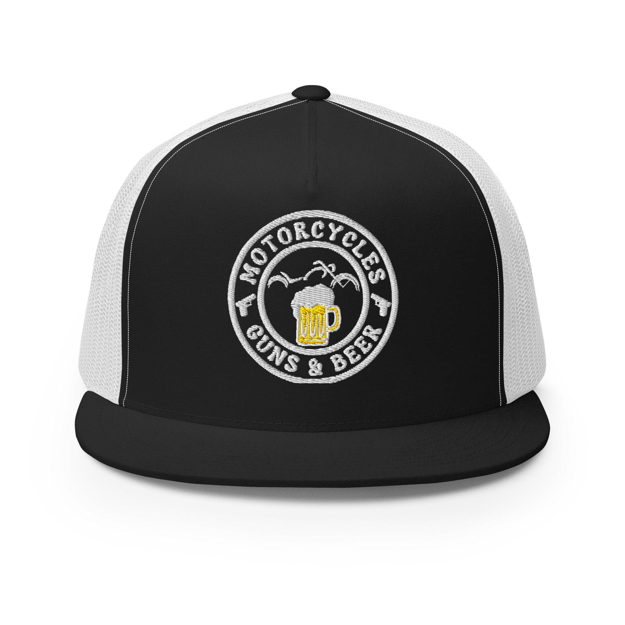 Motorcycles Guns & Beer Trucker Cap Round -MGW Clothing