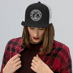 Motorcycles Guns And Jesus Trucker Cap Round - MGW Clothing