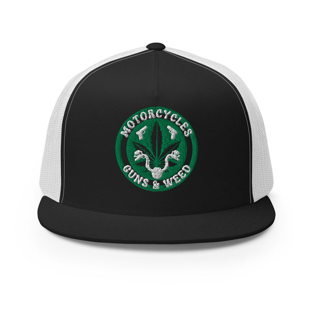Motorcycles Guns & Weed Trucker Cap Round -MGW Clothing