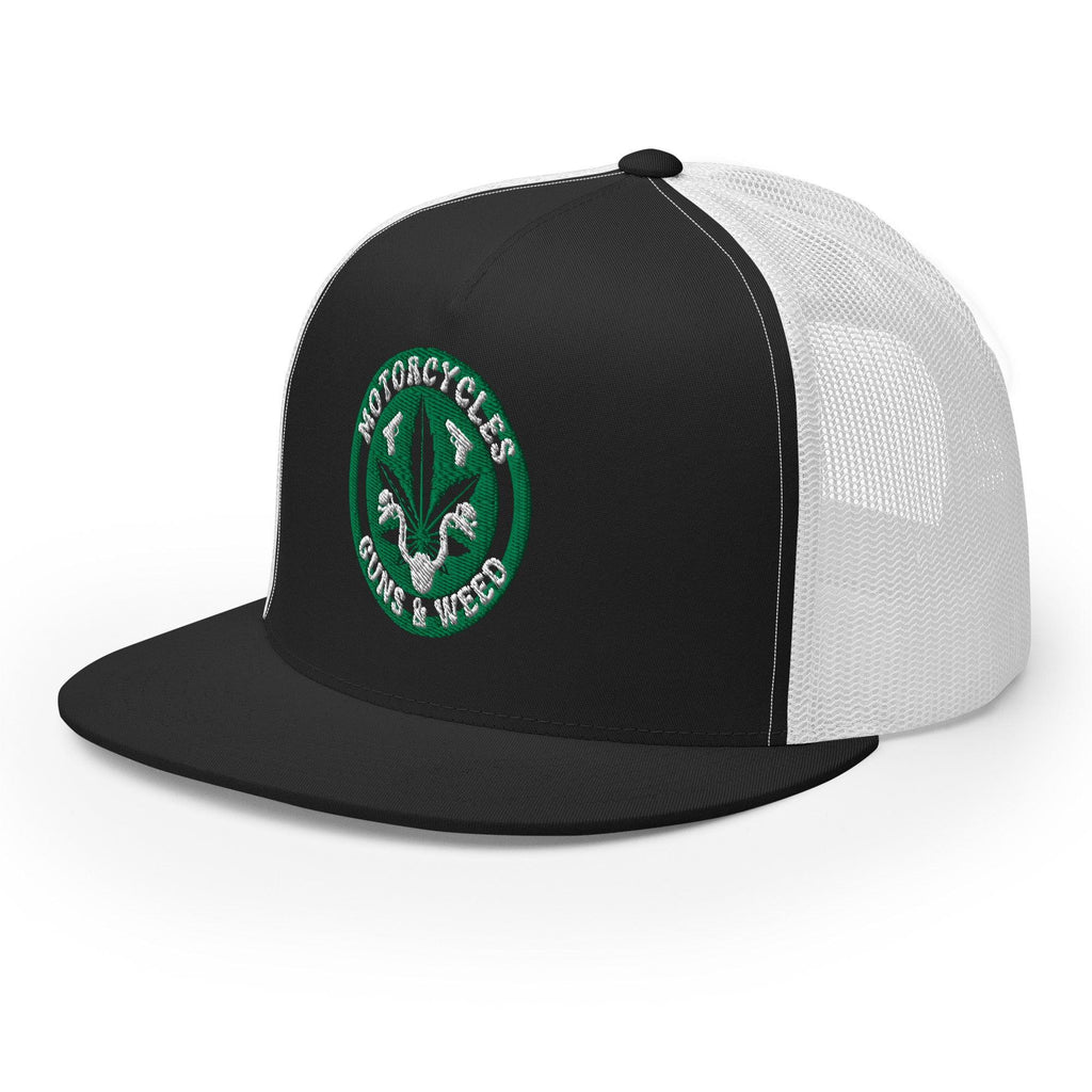 Motorcycles Guns & Weed Trucker Cap Round -MGW Clothing
