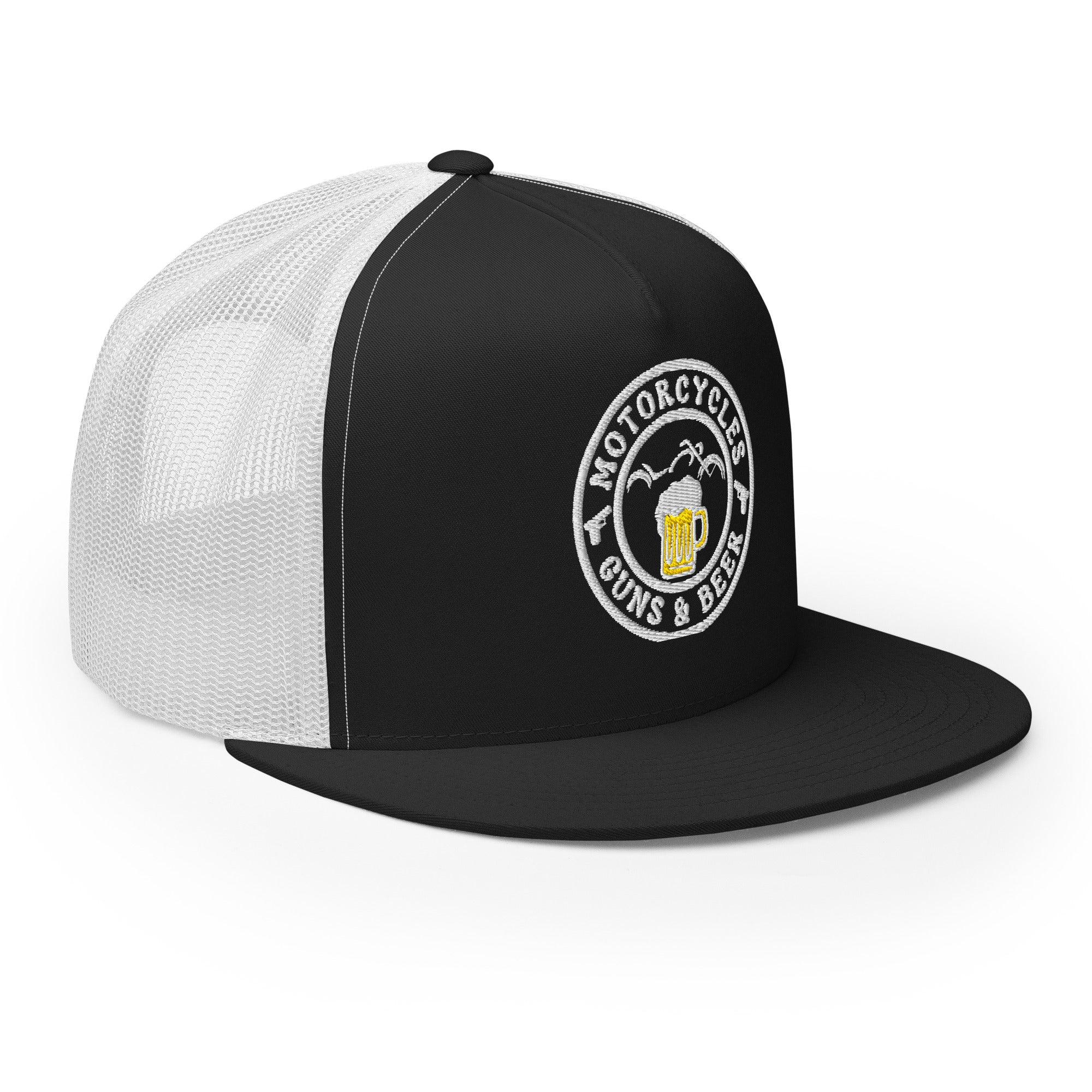 Motorcycles Guns & Beer Trucker Cap Round -MGW Clothing