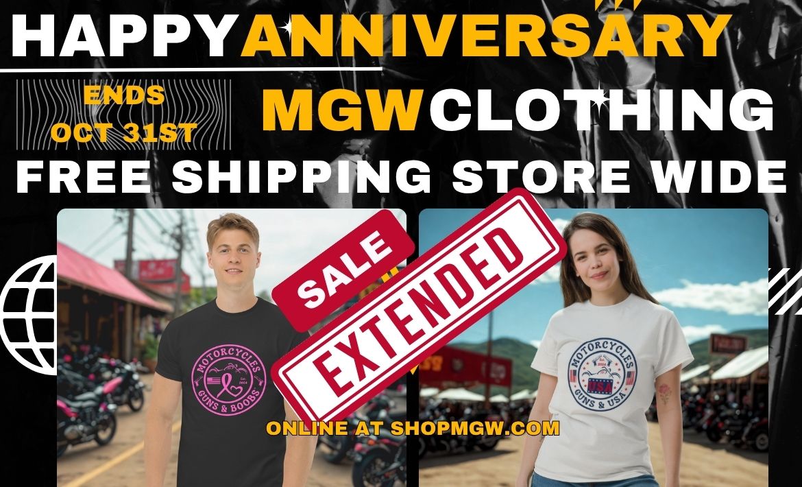 Happy 2 year anniversary MGW Clothing. Everyone gets Free Shipping Extended through October.