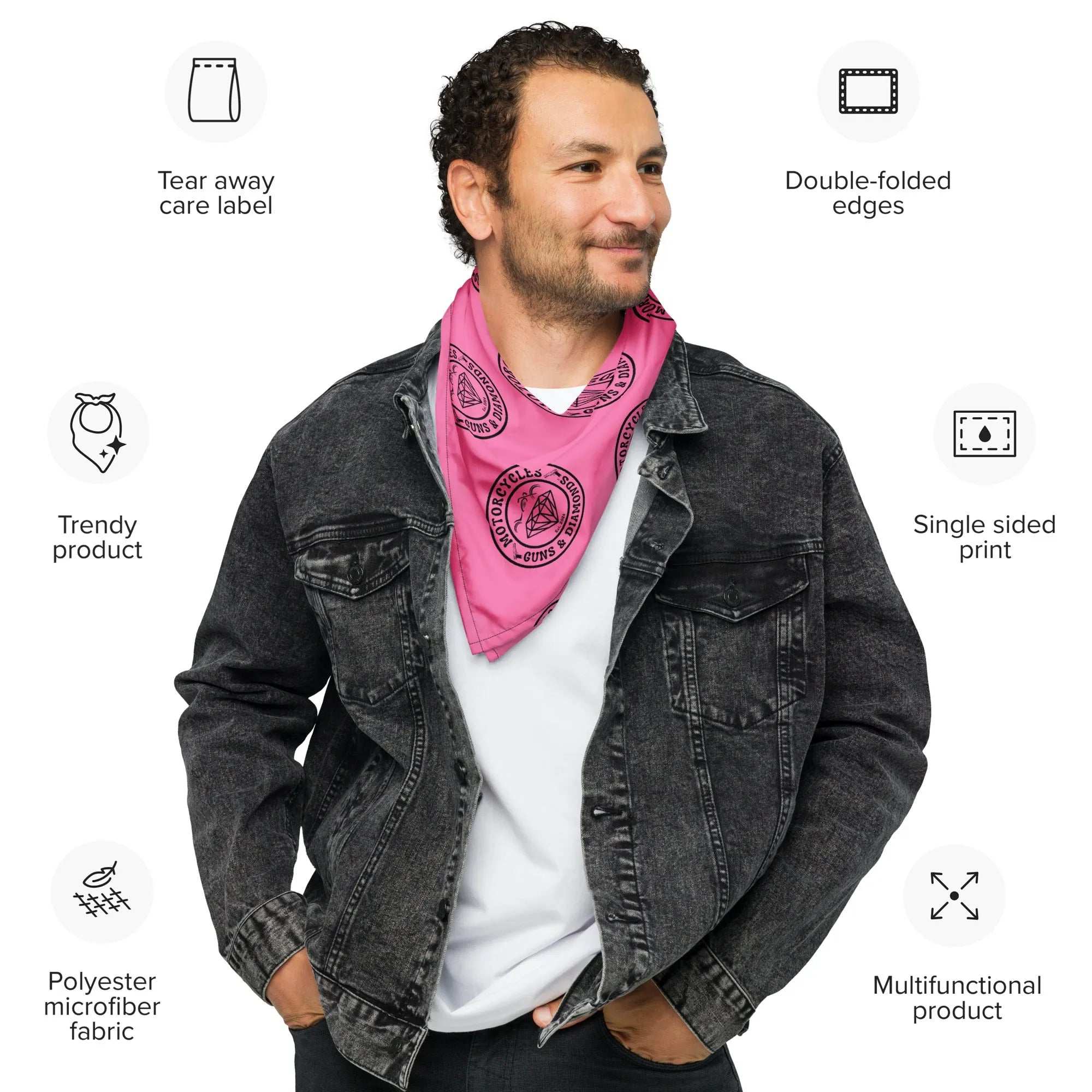 Diamonds Pink bandana -MGW Clothing