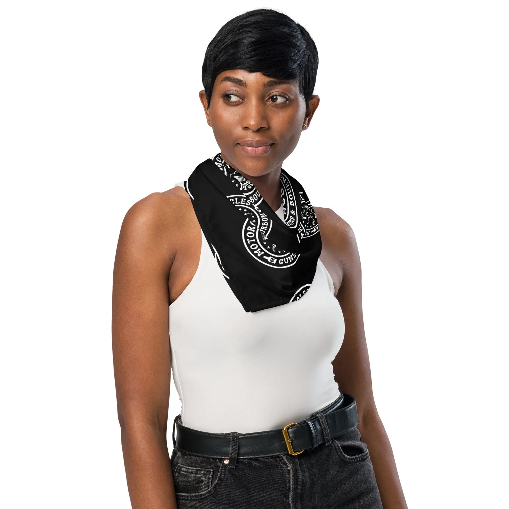 Motorcycles Guns & Bourbon Black bandana -MGW Clothing