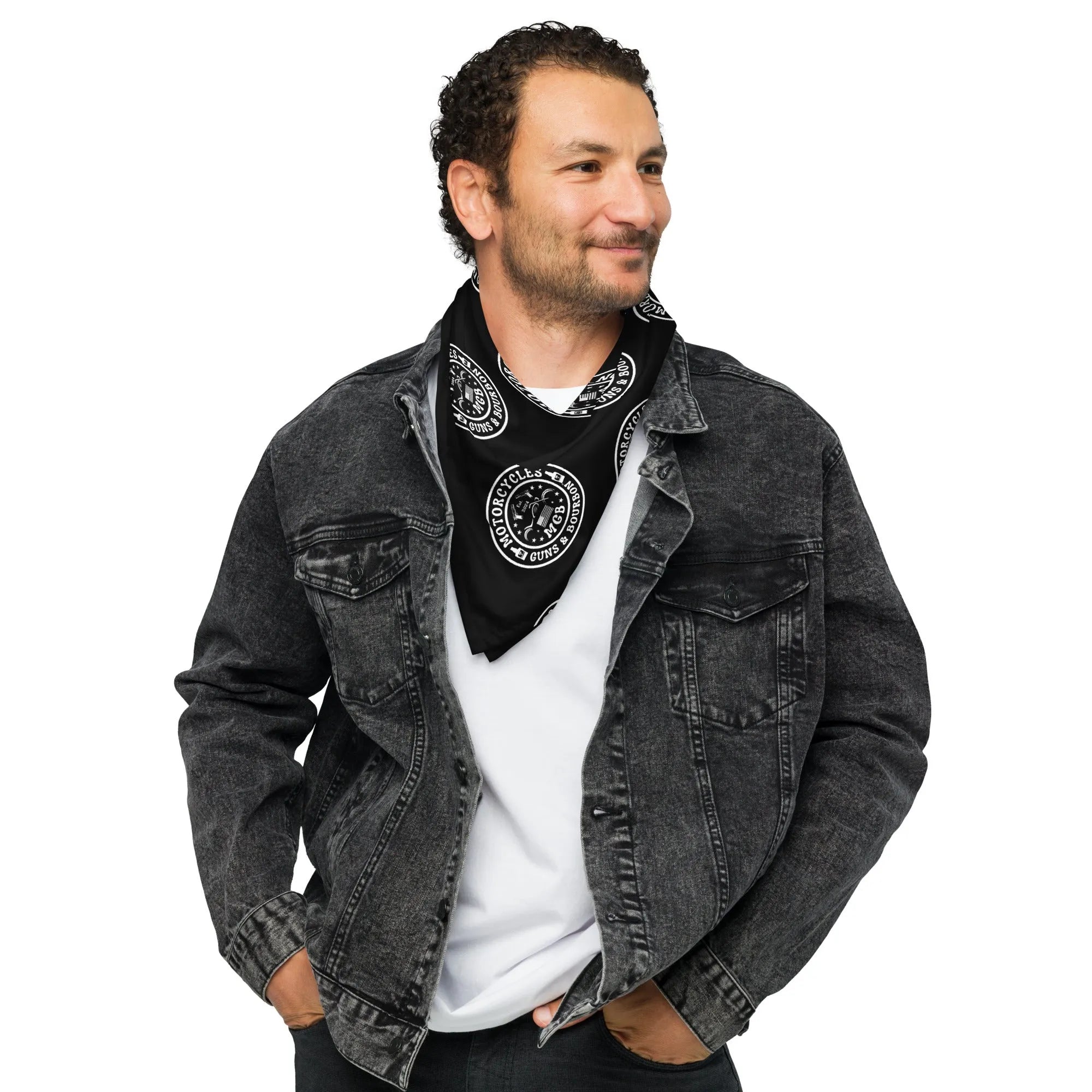 Motorcycles Guns & Bourbon Black bandana -MGW Clothing