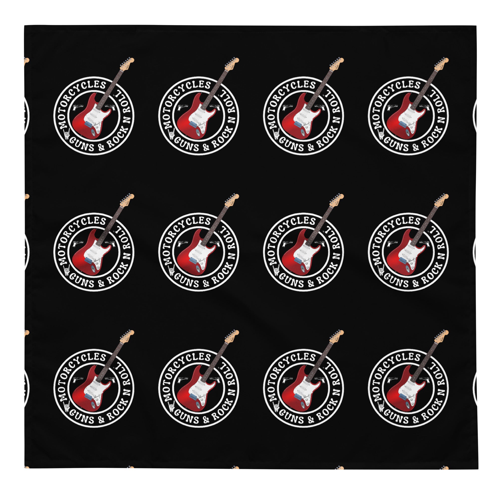 Motorcycles Guns And Rock N Roll Black Bandana-MGW Clothing