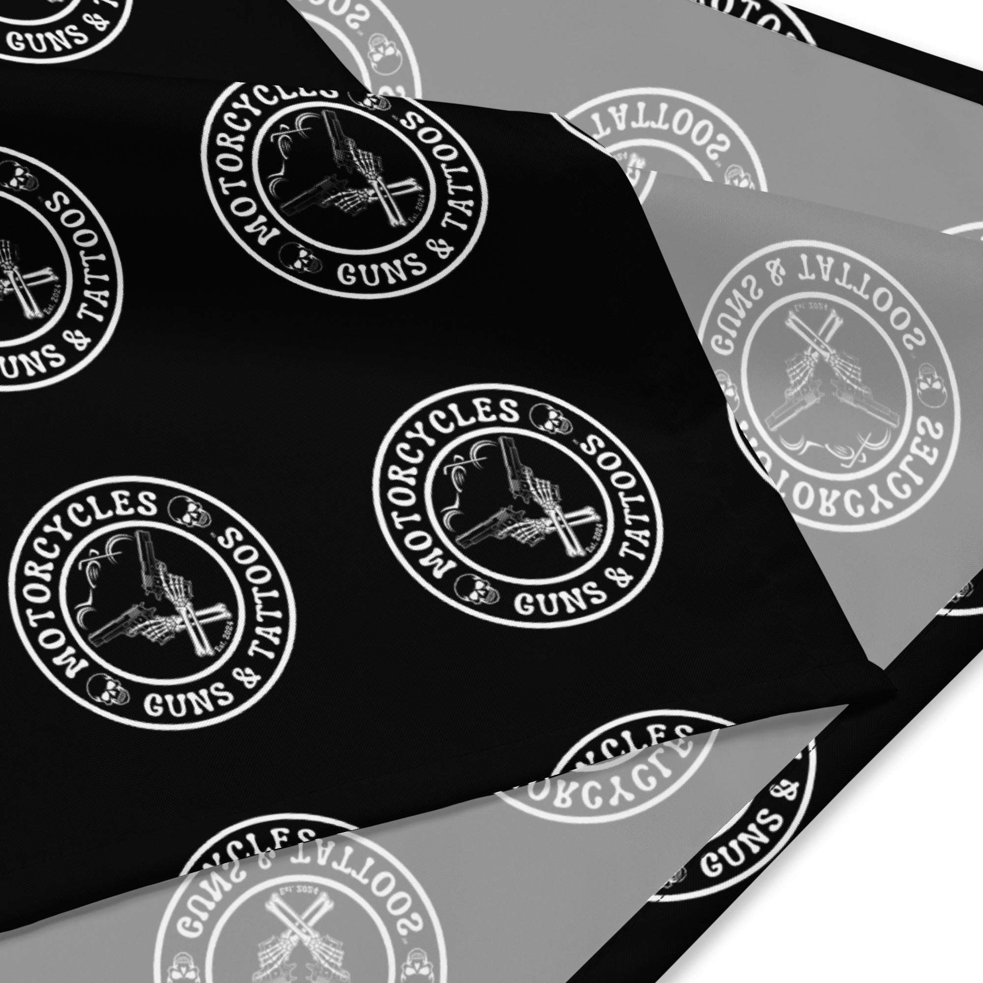 Motorcycles Guns And Tattoos Black Bandana-MGW Clothing