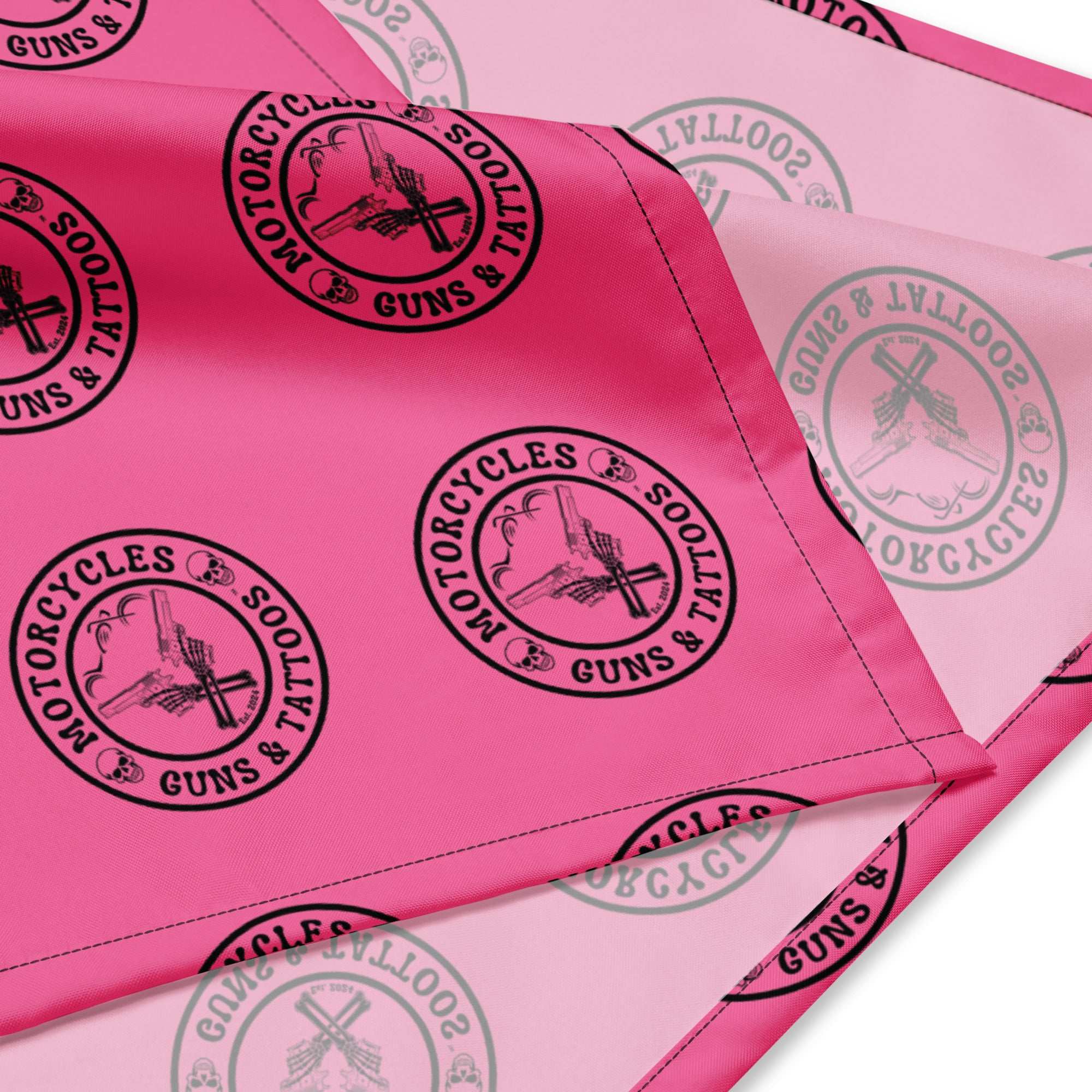 Motorcycles Guns And Tattoos Pink Bandana-MGW Clothing