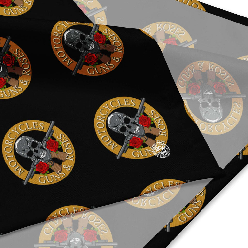 Motorcycles Guns And Roses Black Bandana-MGW Clothing
