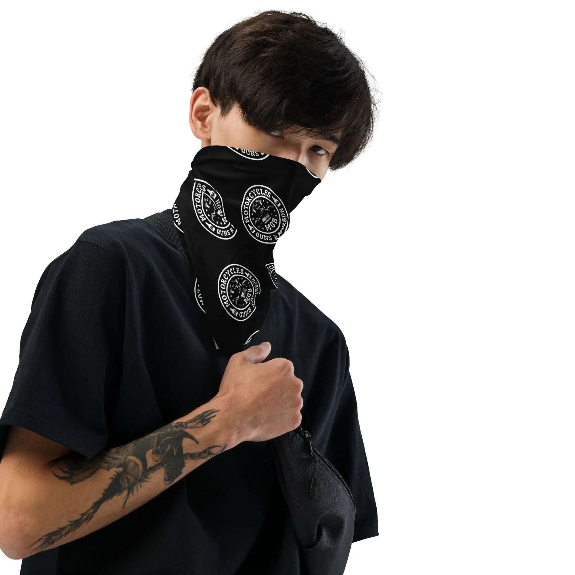 Motorcycles Guns & Bourbon Black bandana -MGW Clothing