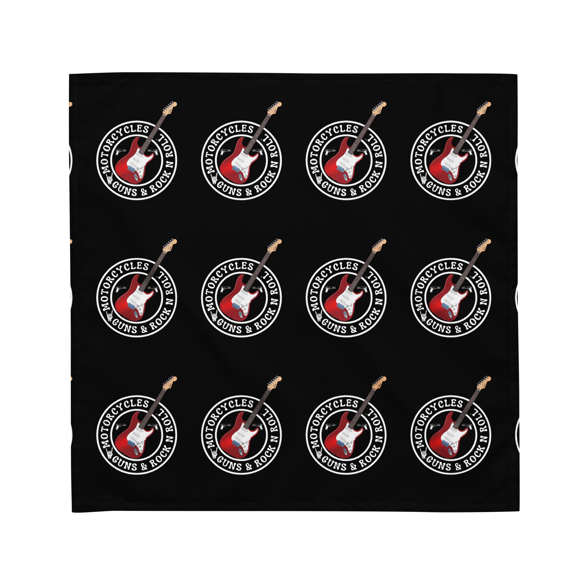 Motorcycles Guns And Rock N Roll Black Bandana-MGW Clothing