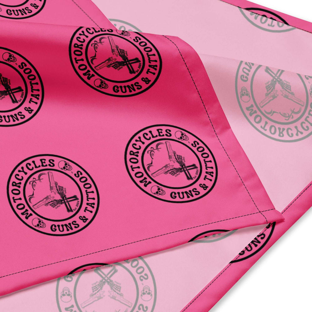 Motorcycles Guns And Tattoos Pink Bandana-MGW Clothing