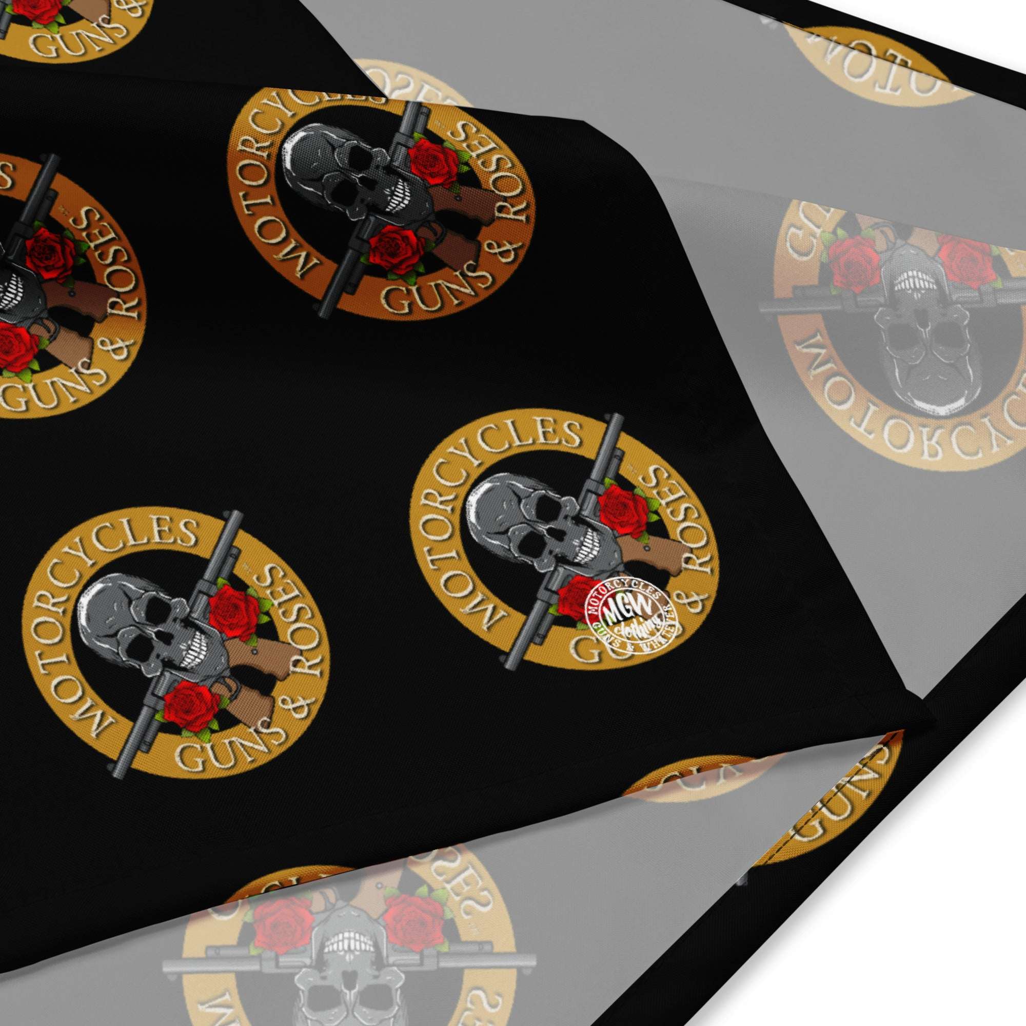 Motorcycles Guns And Roses Black Bandana-MGW Clothing