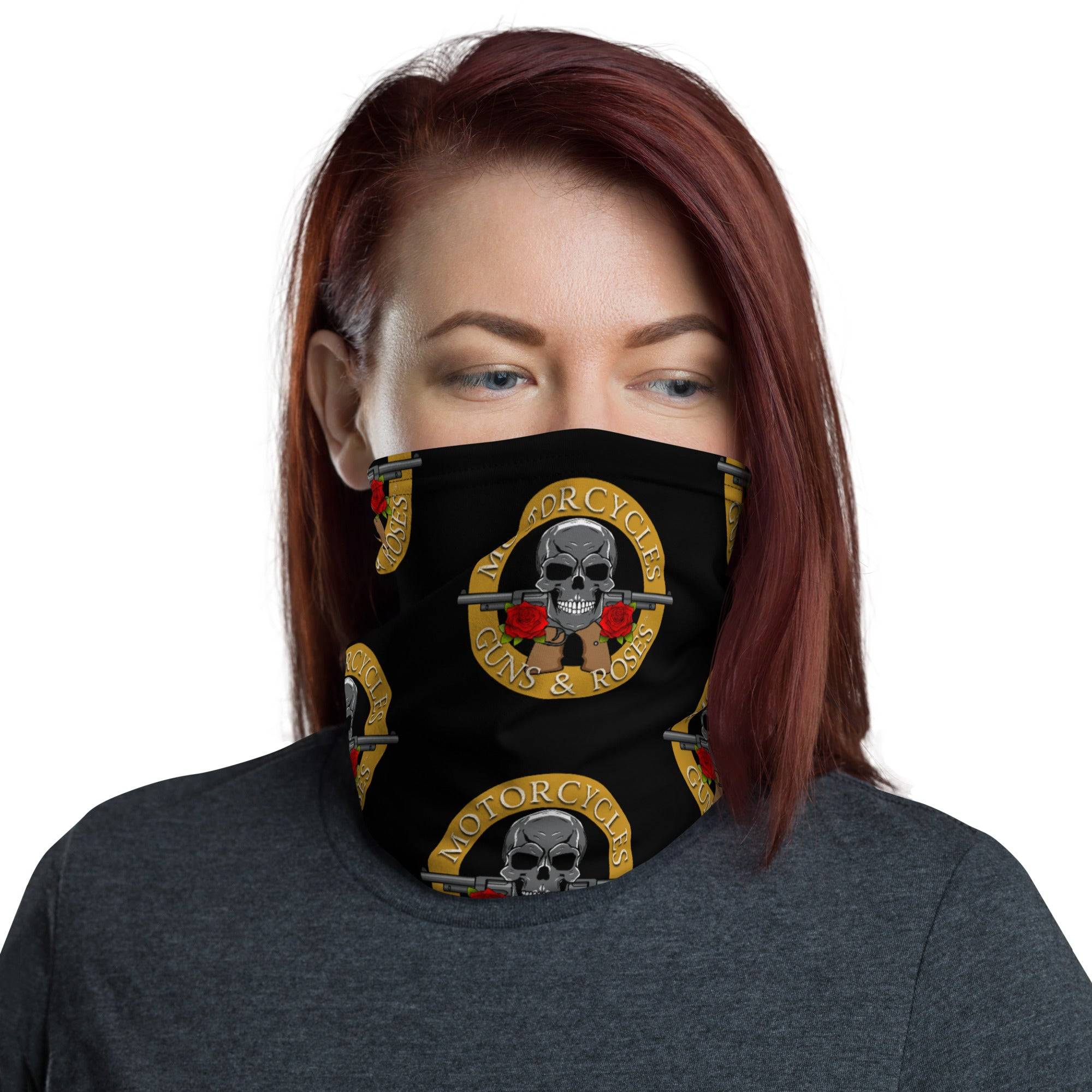 Motorcycles Guns And Roses Neck Gaiter-MGW Clothing