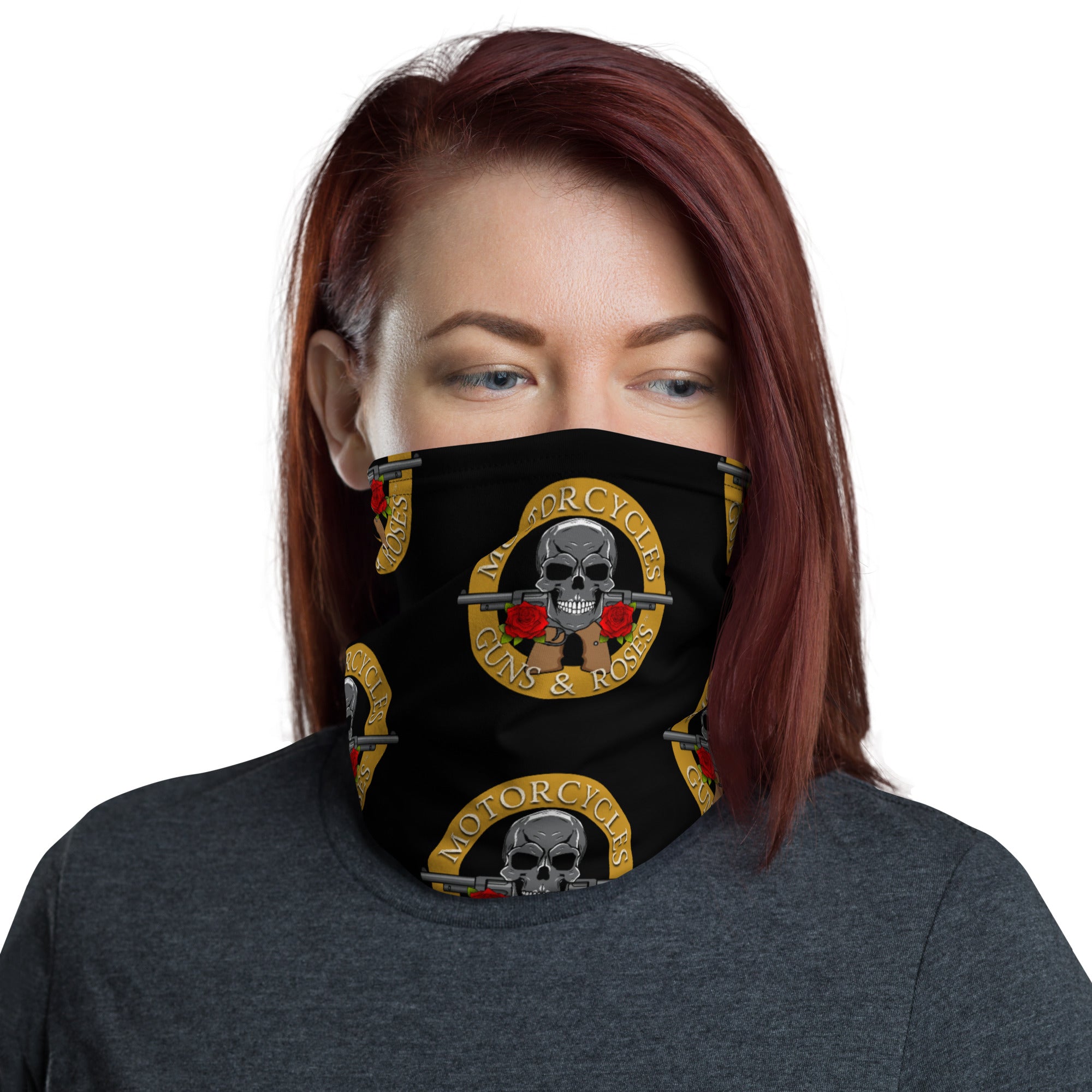 Motorcycles Guns And Roses Neck Gaiter-MGW Clothing