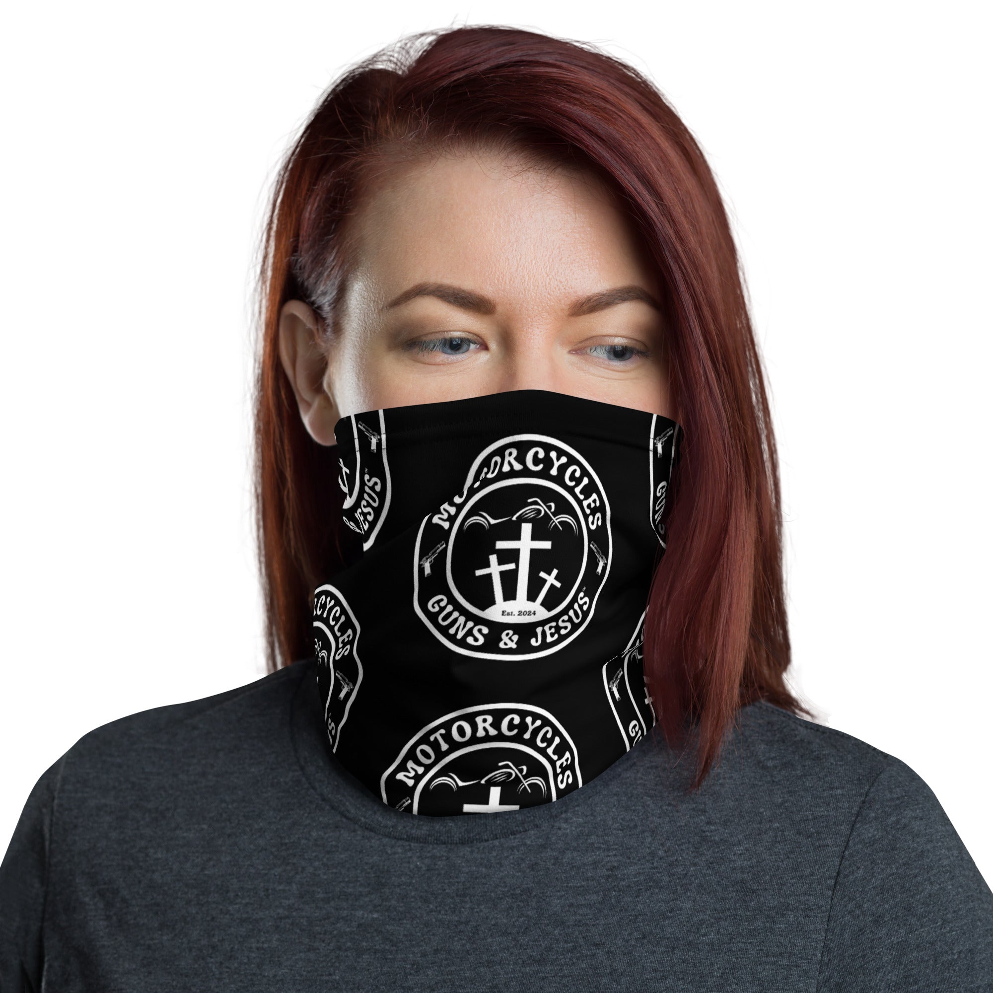 Motorcycles Guns And Jesus Neck Gaiter-MGW Clothing