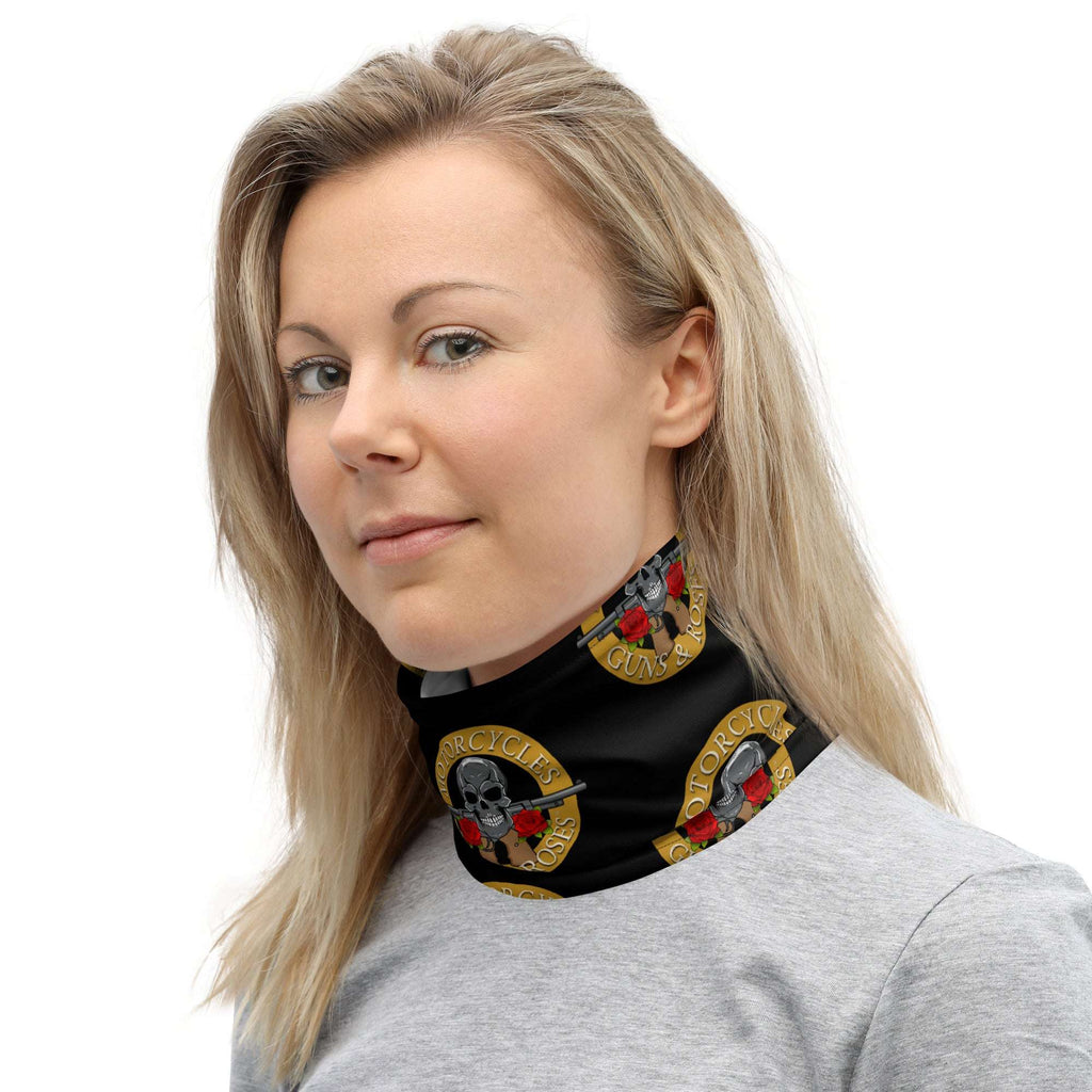 Motorcycles Guns And Roses Neck Gaiter-MGW Clothing