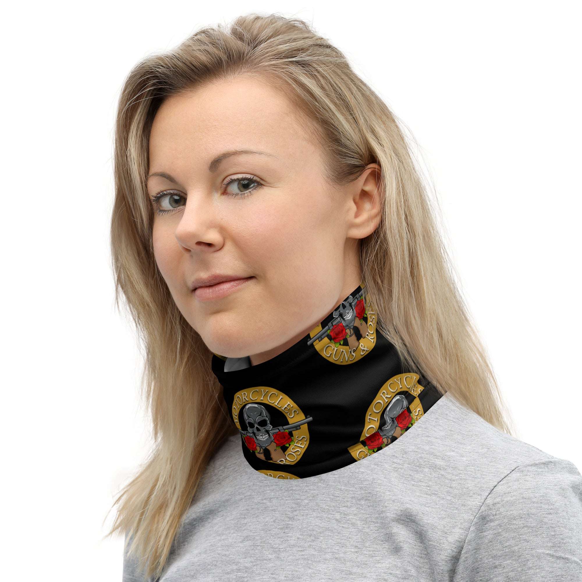 Motorcycles Guns And Roses Neck Gaiter-MGW Clothing