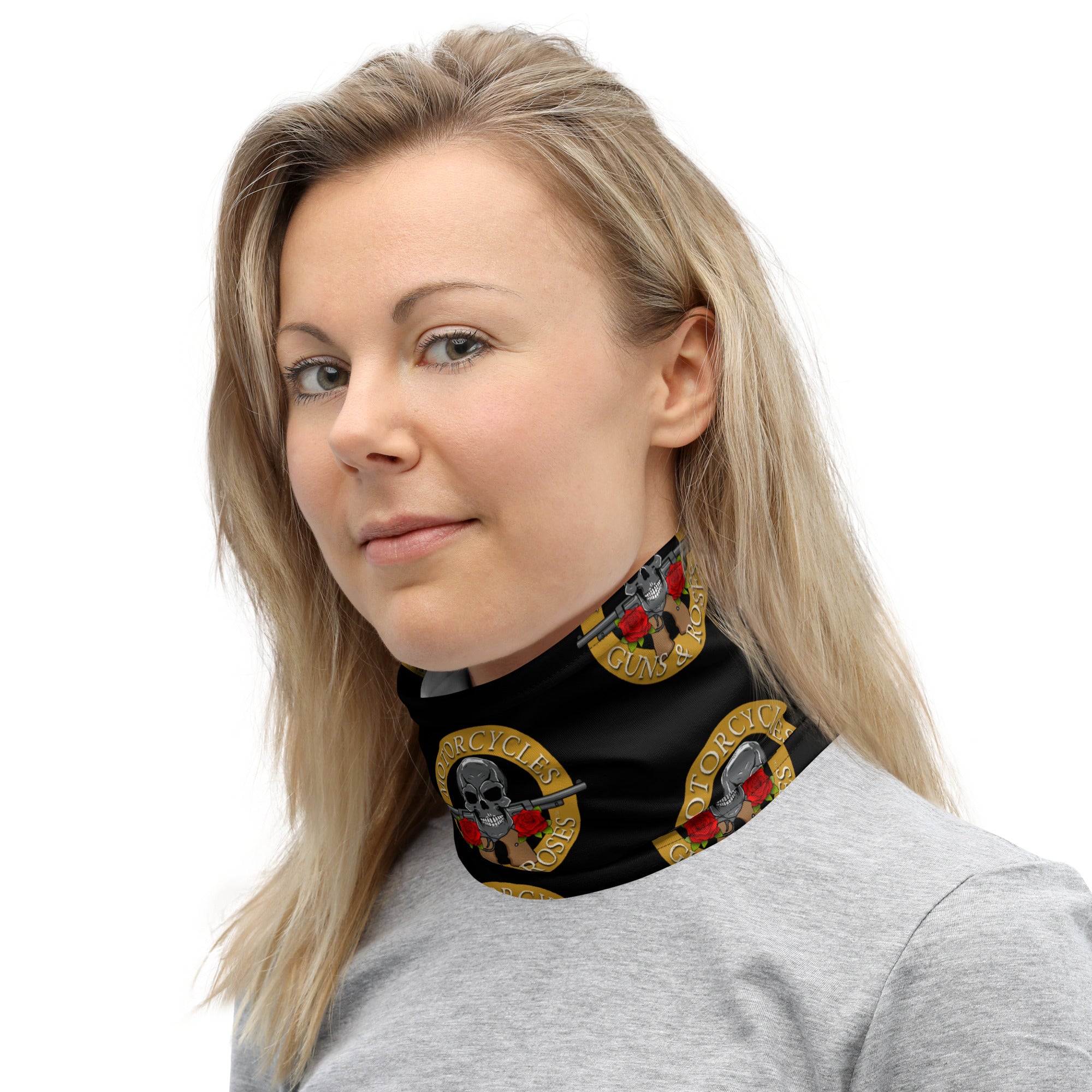 Motorcycles Guns And Roses Neck Gaiter-MGW Clothing
