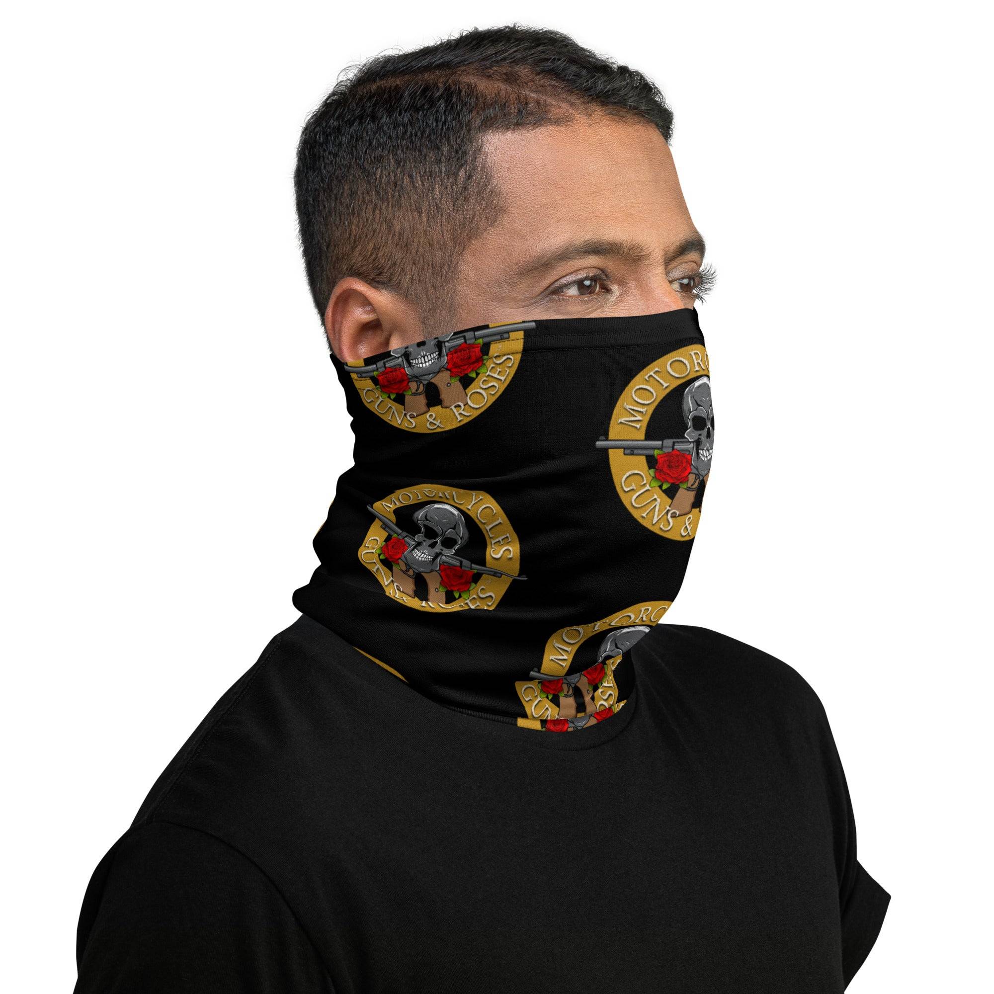 Motorcycles Guns And Roses Neck Gaiter-MGW Clothing