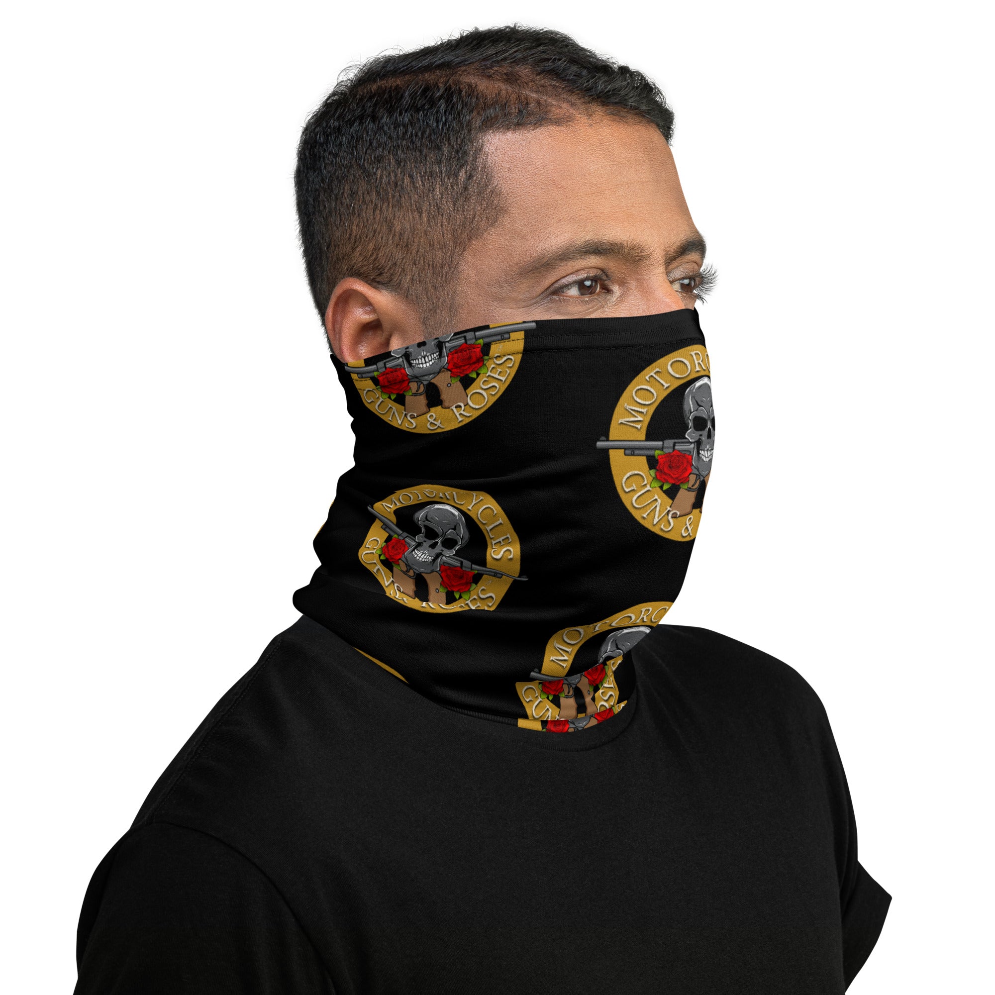 Motorcycles Guns And Roses Neck Gaiter-MGW Clothing