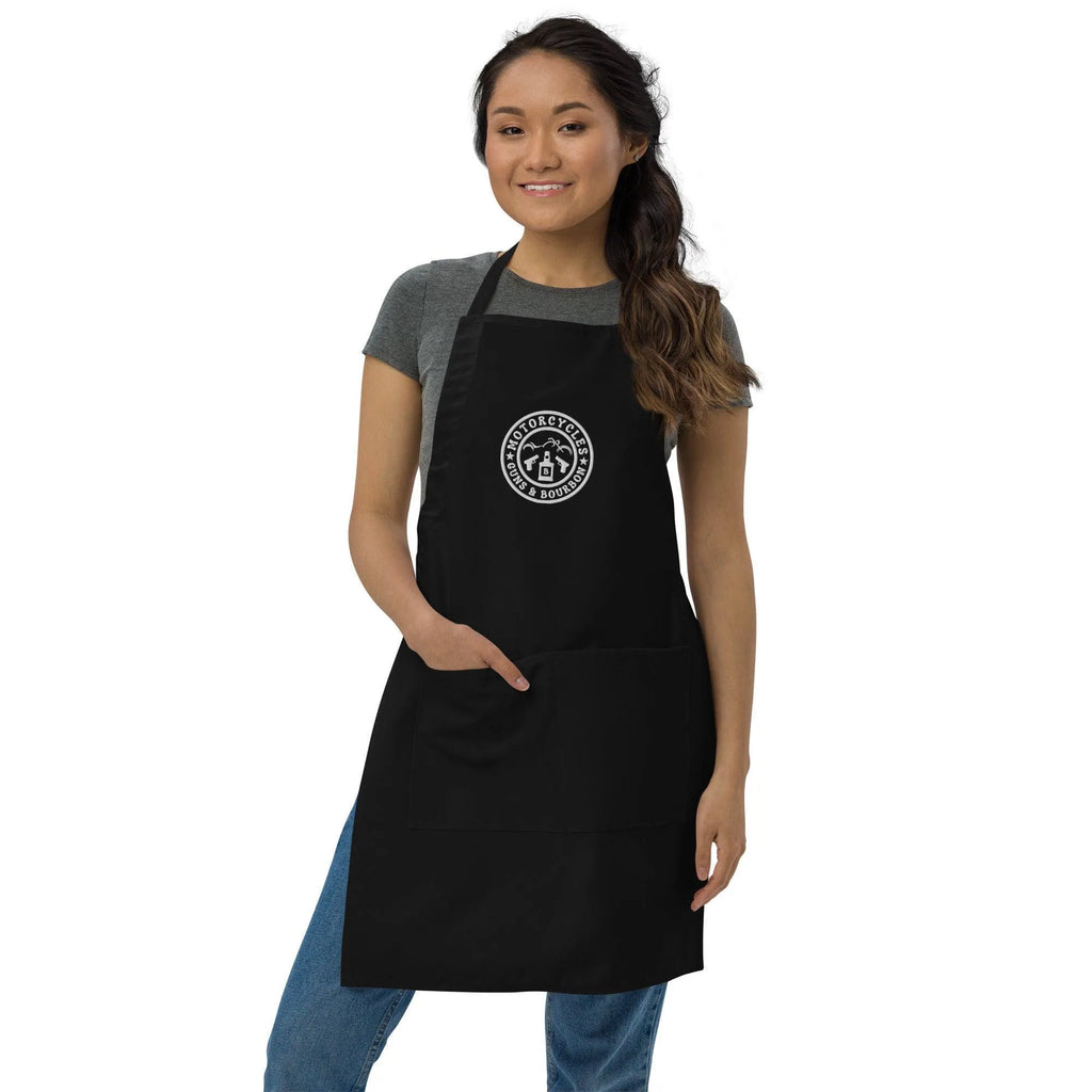 Motorcycles Guns & Bourbon Embroidered Apron -MGW Clothing