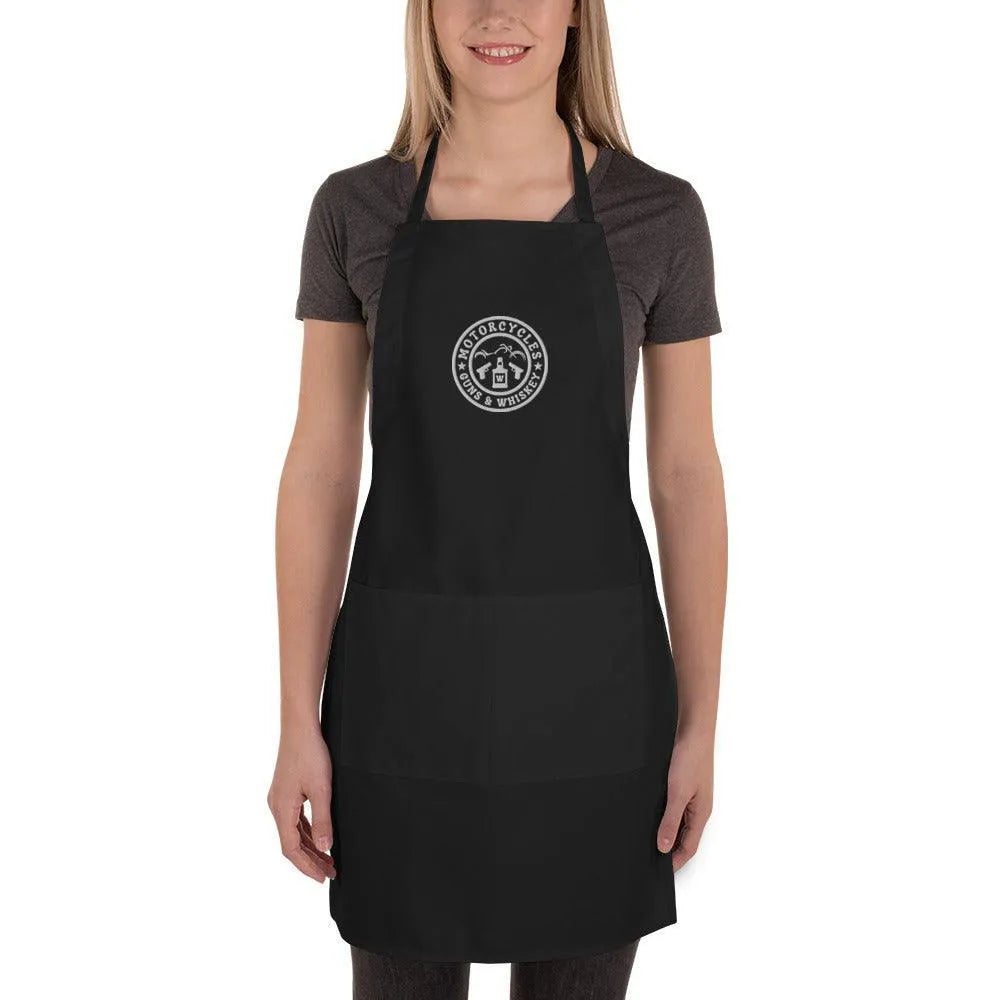 Motorcycles Guns & Whiskey Embroidered Apron -MGW Clothing