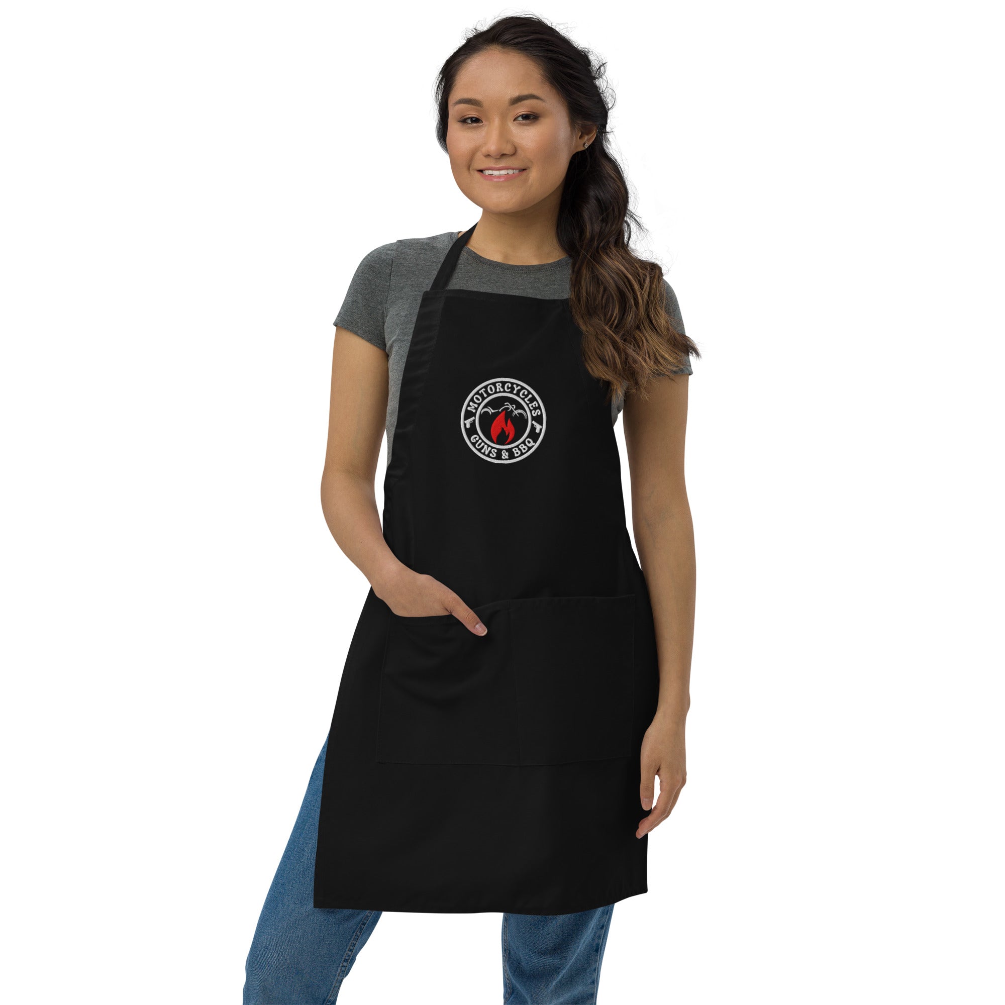 Motorcycles Guns & BBQ Embroidered Apron -MGW Clothing