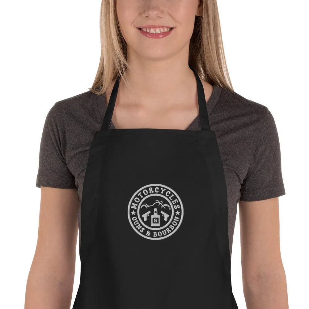 Motorcycles Guns & Bourbon Embroidered Apron -MGW Clothing