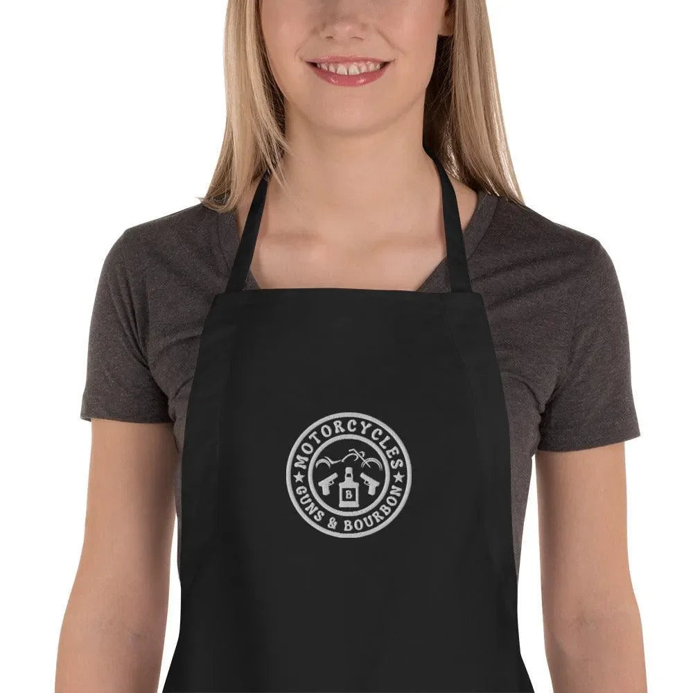 Motorcycles Guns & Bourbon Embroidered Apron -MGW Clothing
