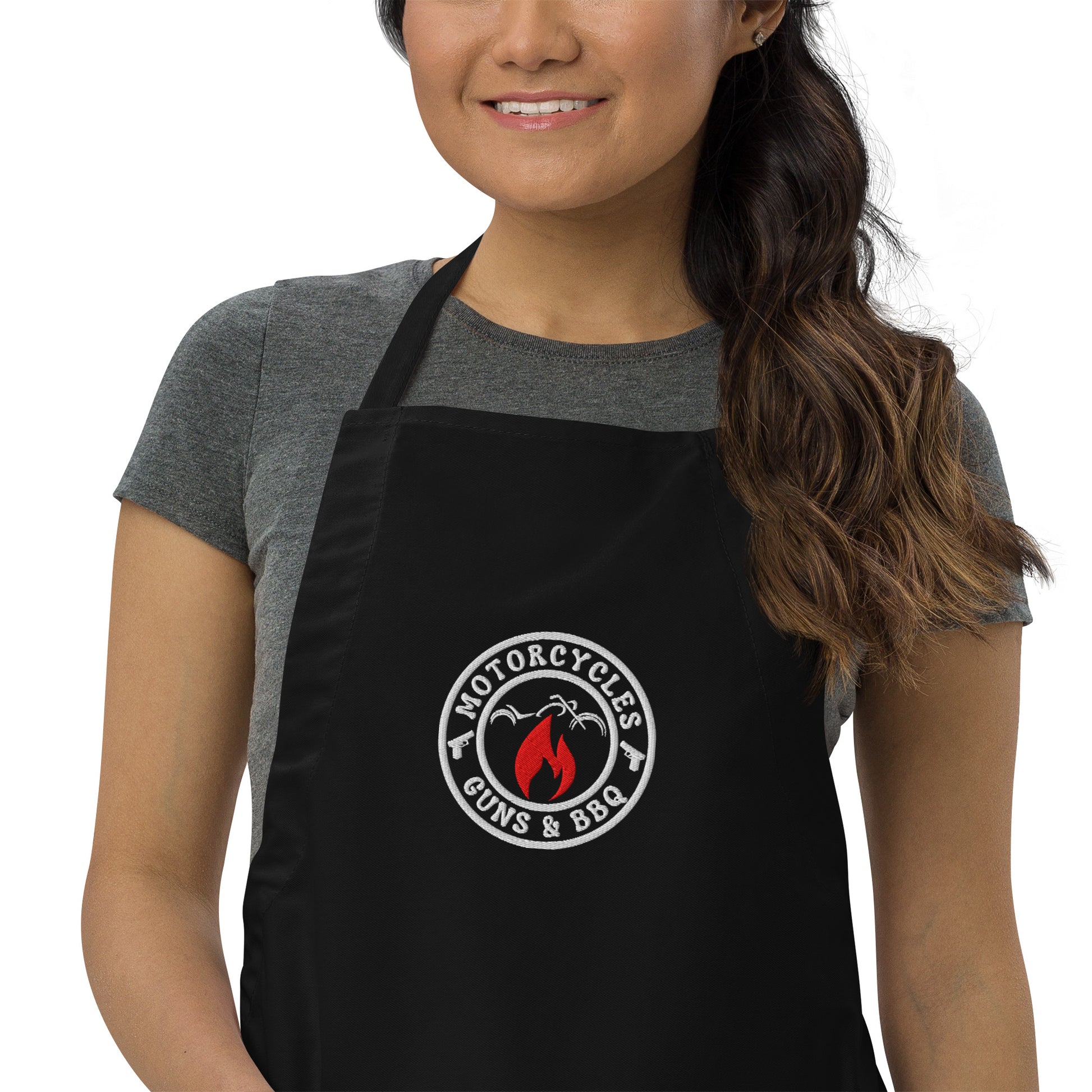 Motorcycles Guns & BBQ Embroidered Apron -MGW Clothing