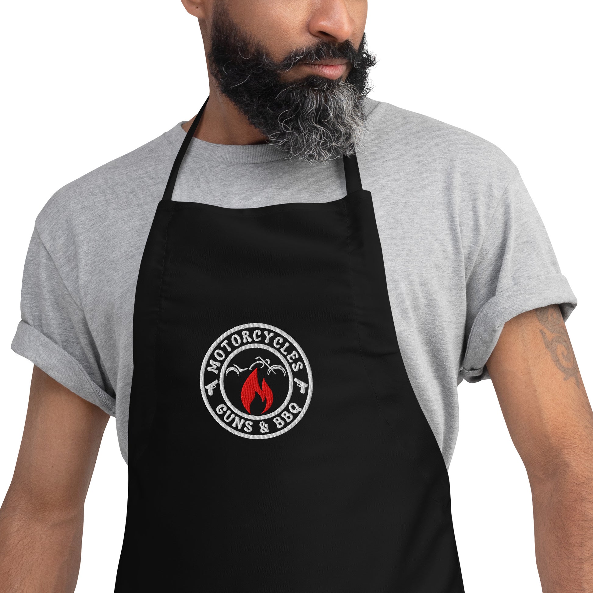 Motorcycles Guns & BBQ Embroidered Apron -MGW Clothing