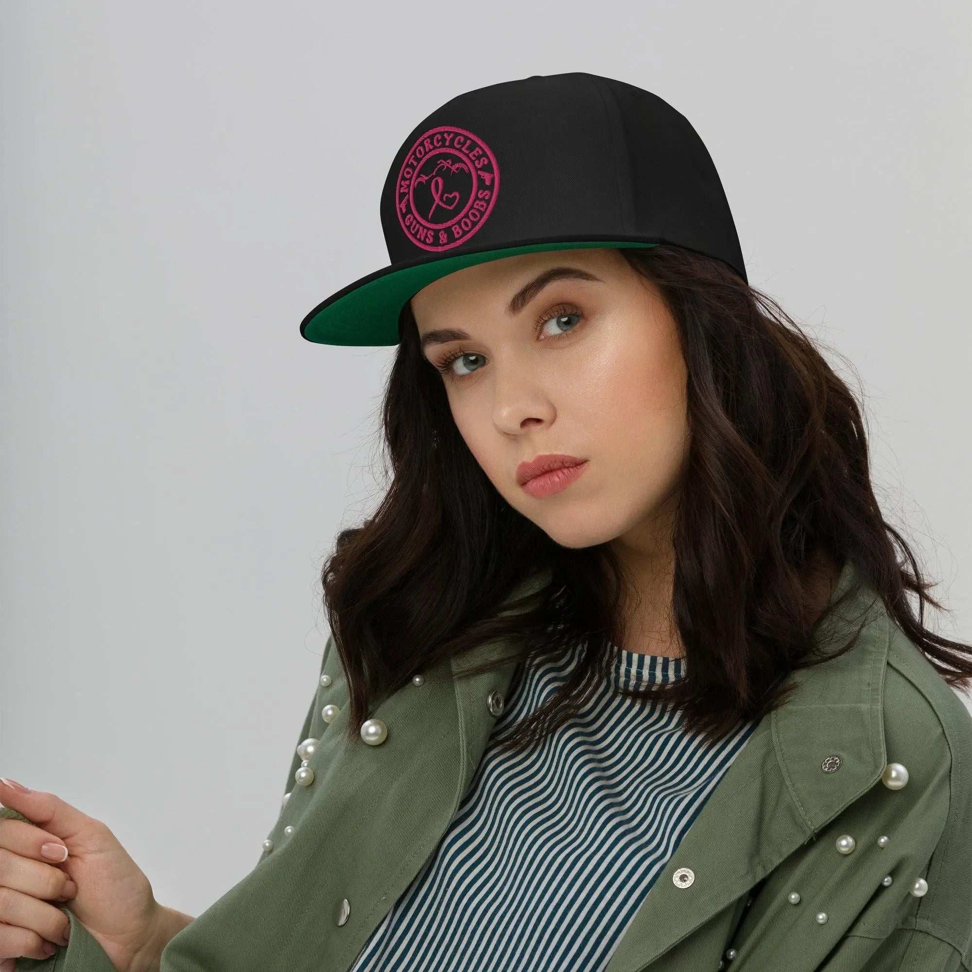 Motorcycles Guns & Boobs Flat Bill Cap -MGW Clothing