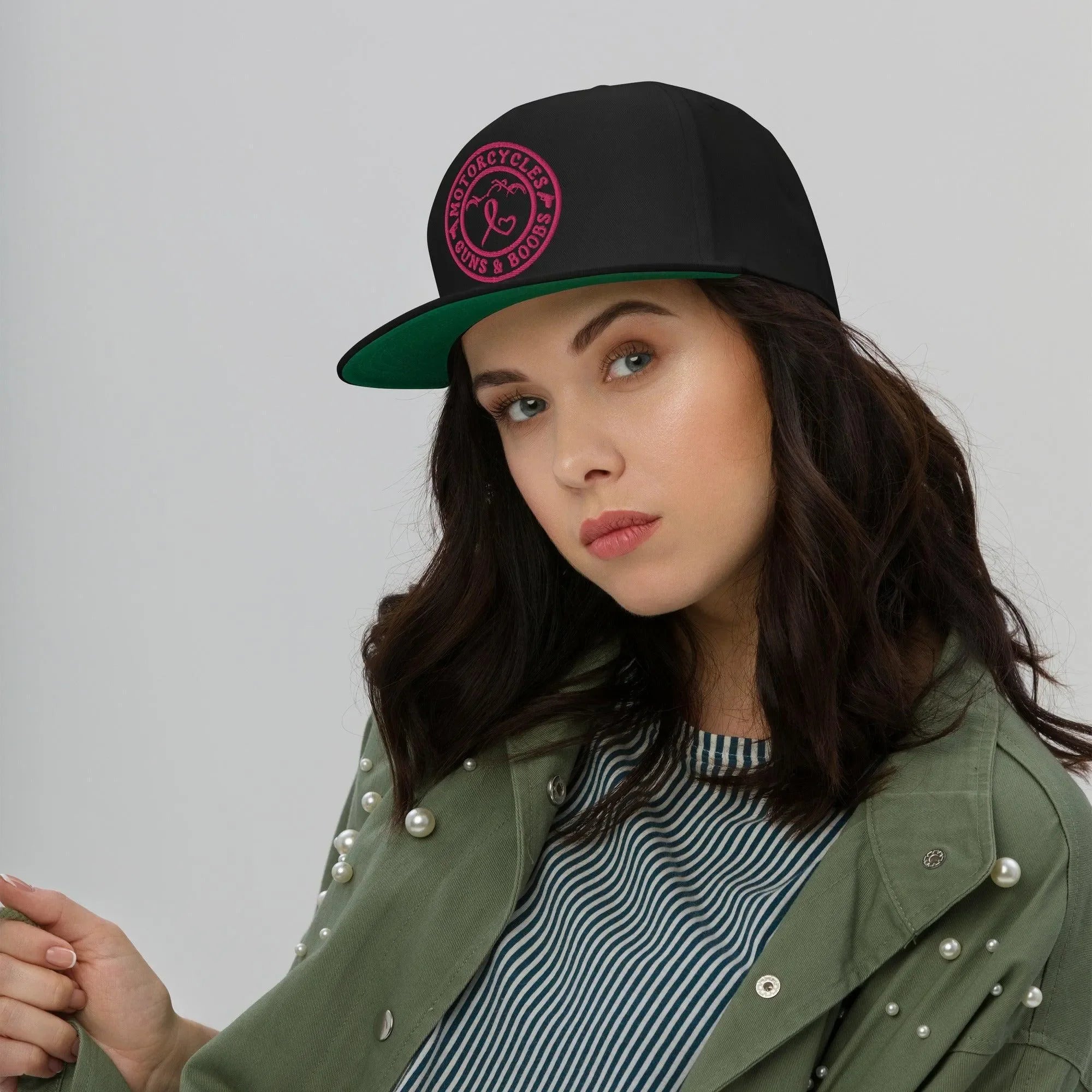 Motorcycles Guns & Boobs Flat Bill Cap -MGW Clothing