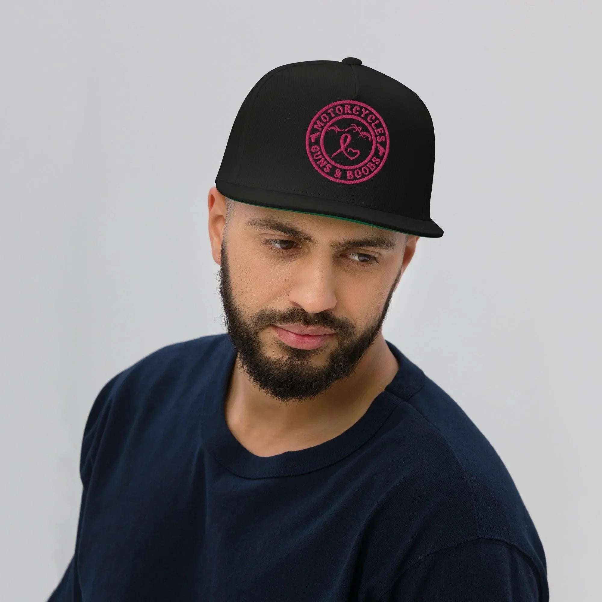 Motorcycles Guns & Boobs Flat Bill Cap -MGW Clothing