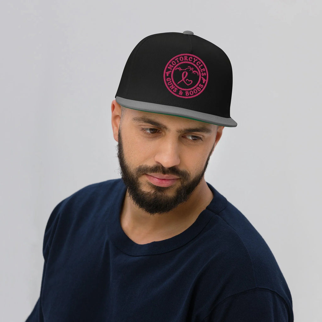 Motorcycles Guns & Boobs Flat Bill Cap -MGW Clothing